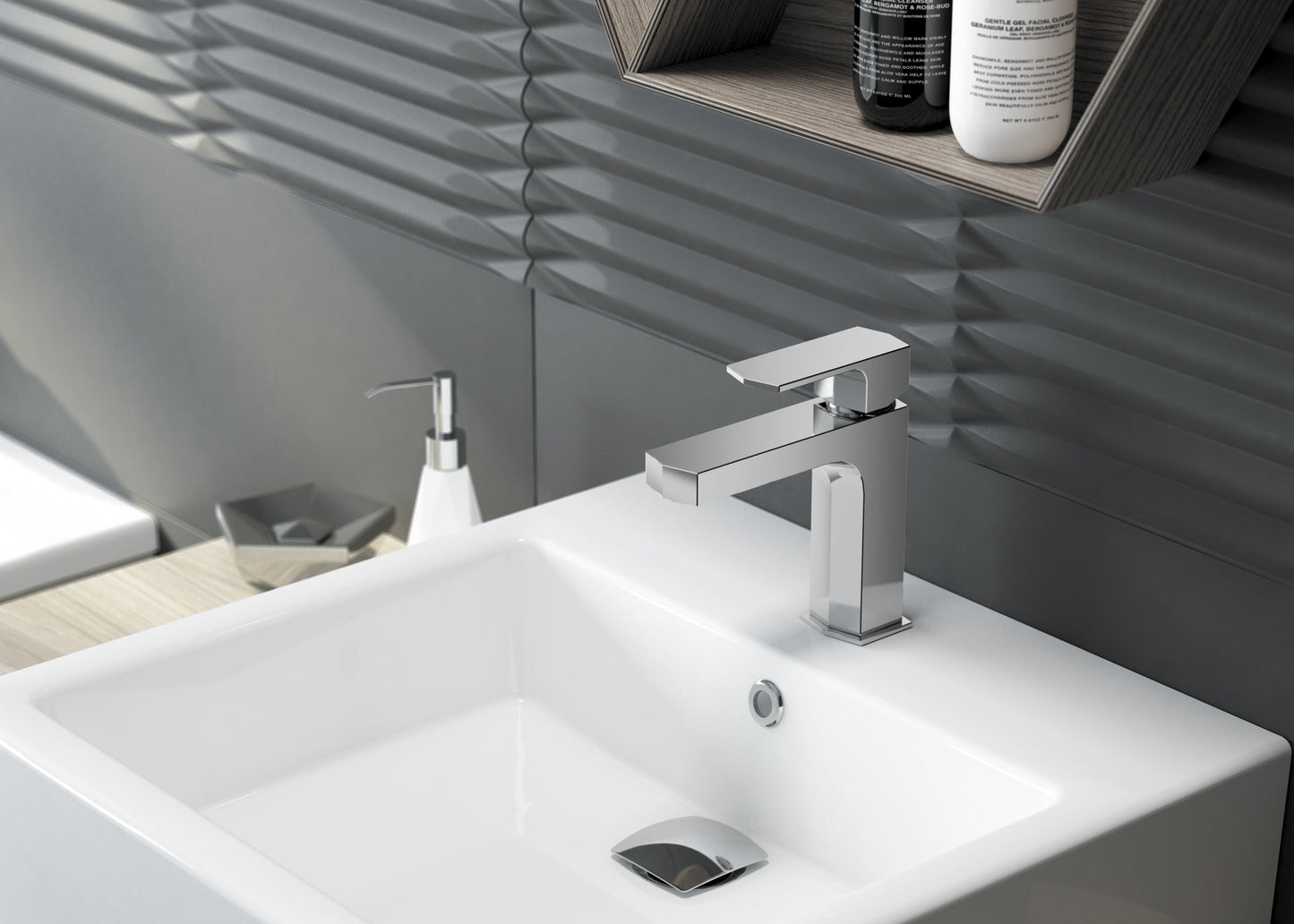 Ceramic washbasin, countertop/wall-mounted, with tap shelf - 60x50 cm