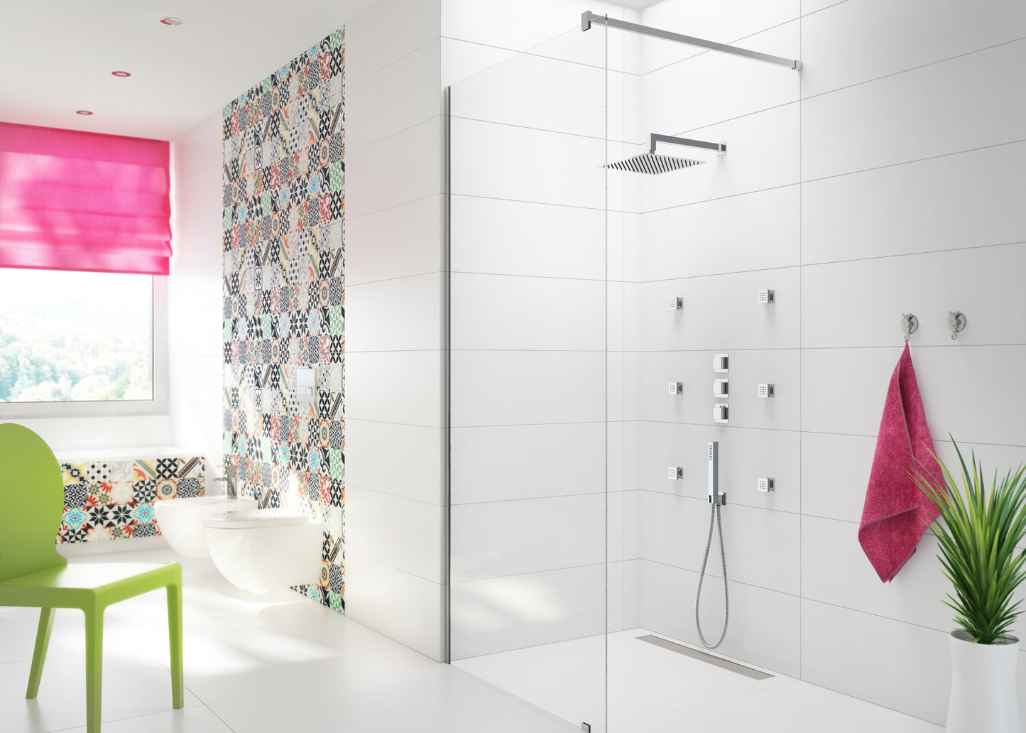 Linear drain, floor, 100 cm - full grate