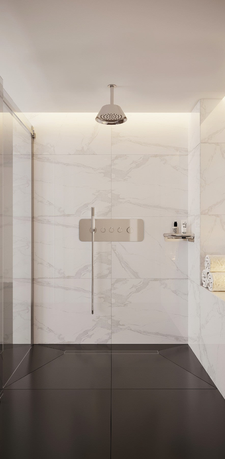Shower head, steel - 225 mm