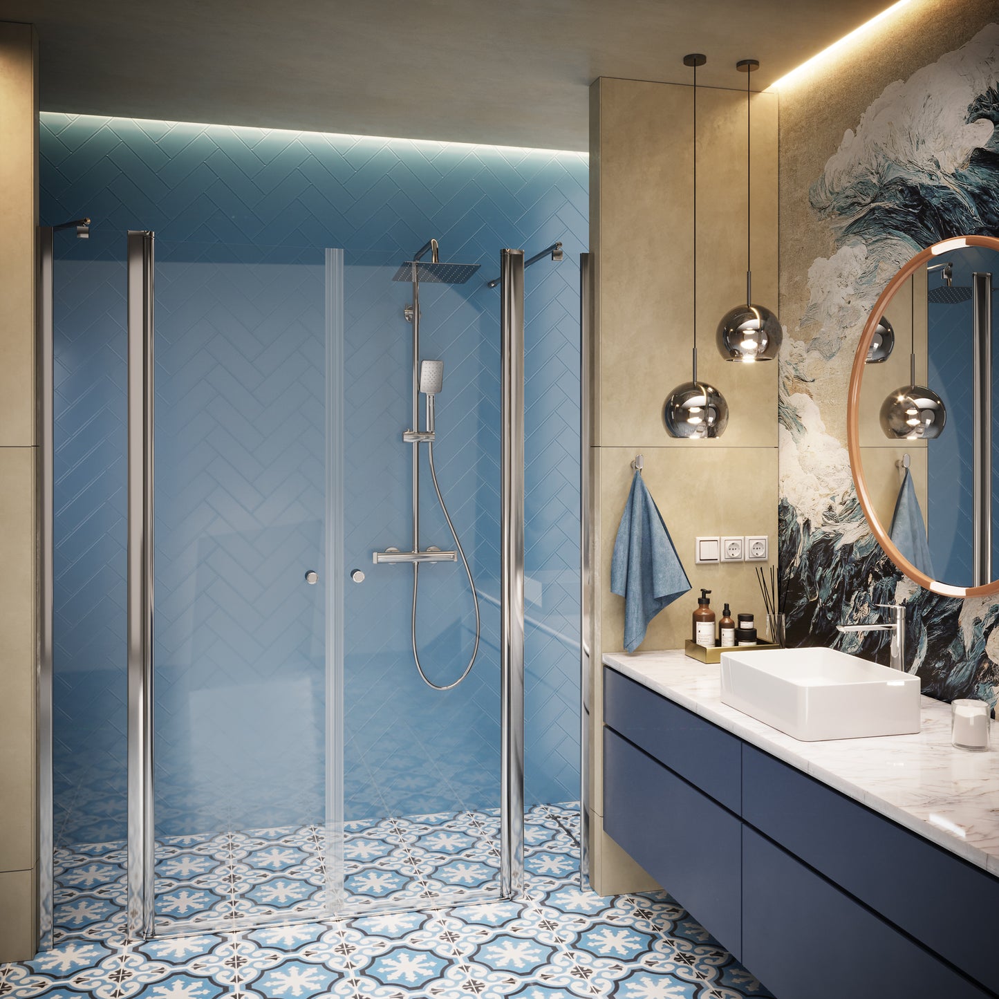 Shower doors, 90 cm - hinged