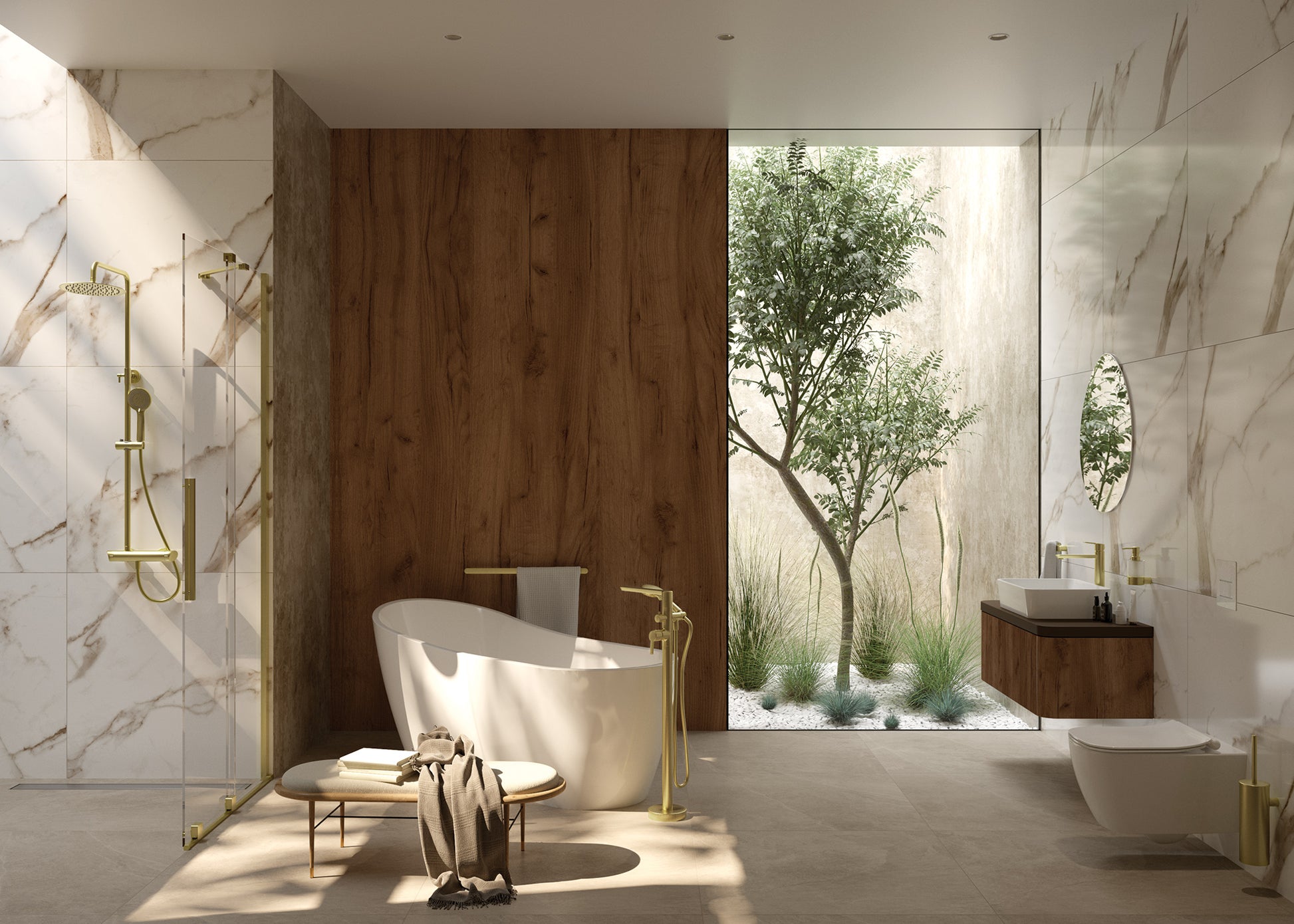 Acrylic bathtub, freestanding, asymmetrical - 170 cm