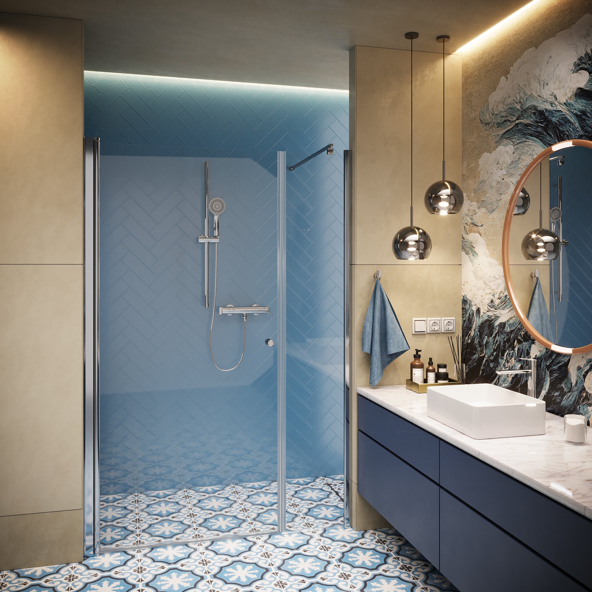 Shower doors, 90 cm - swing doors