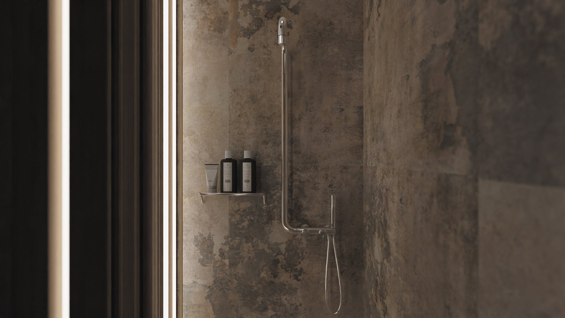 Shower column, with shower mixer
