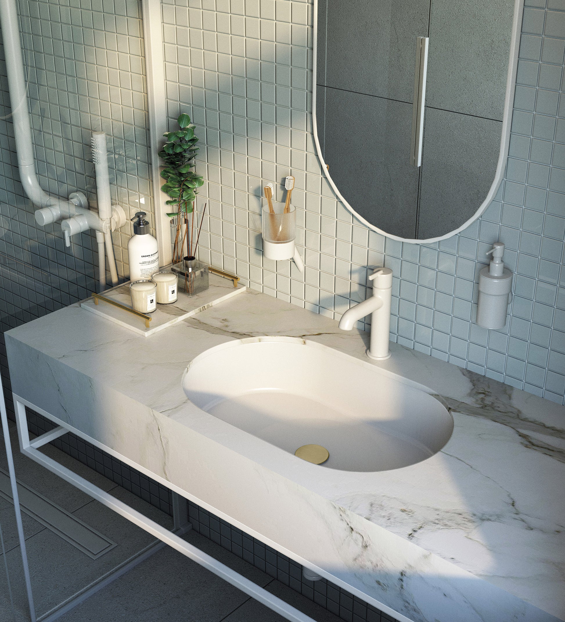 Granite washbasin, undermount/inset