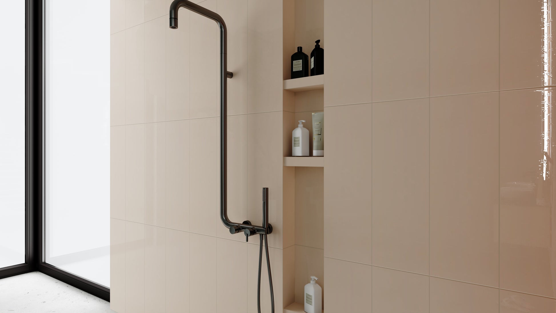 Shower column, with shower mixer
