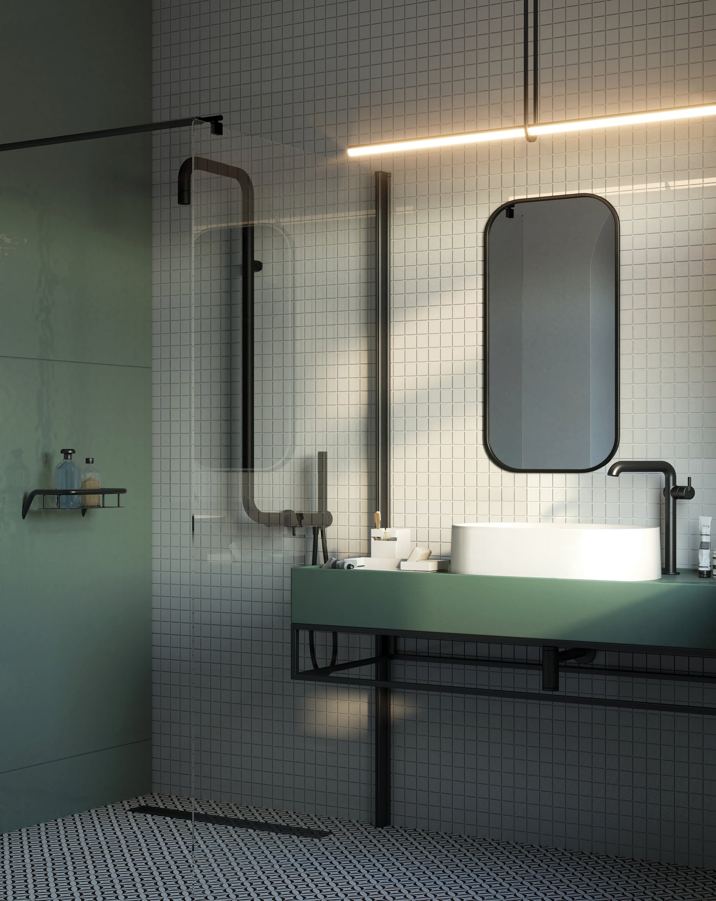 Shower wall / walk-in, Kerria Plus system, 110 cm