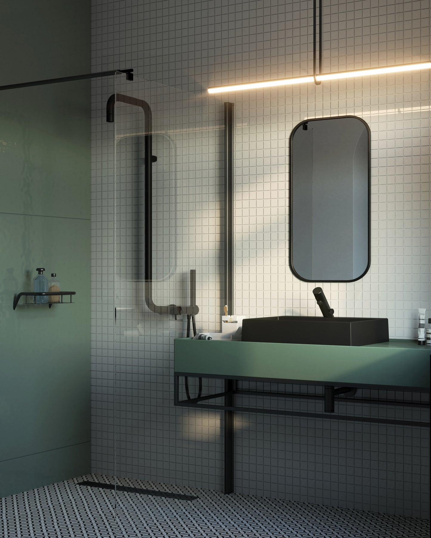 Granite washbasin, countertop, with tap shelf
