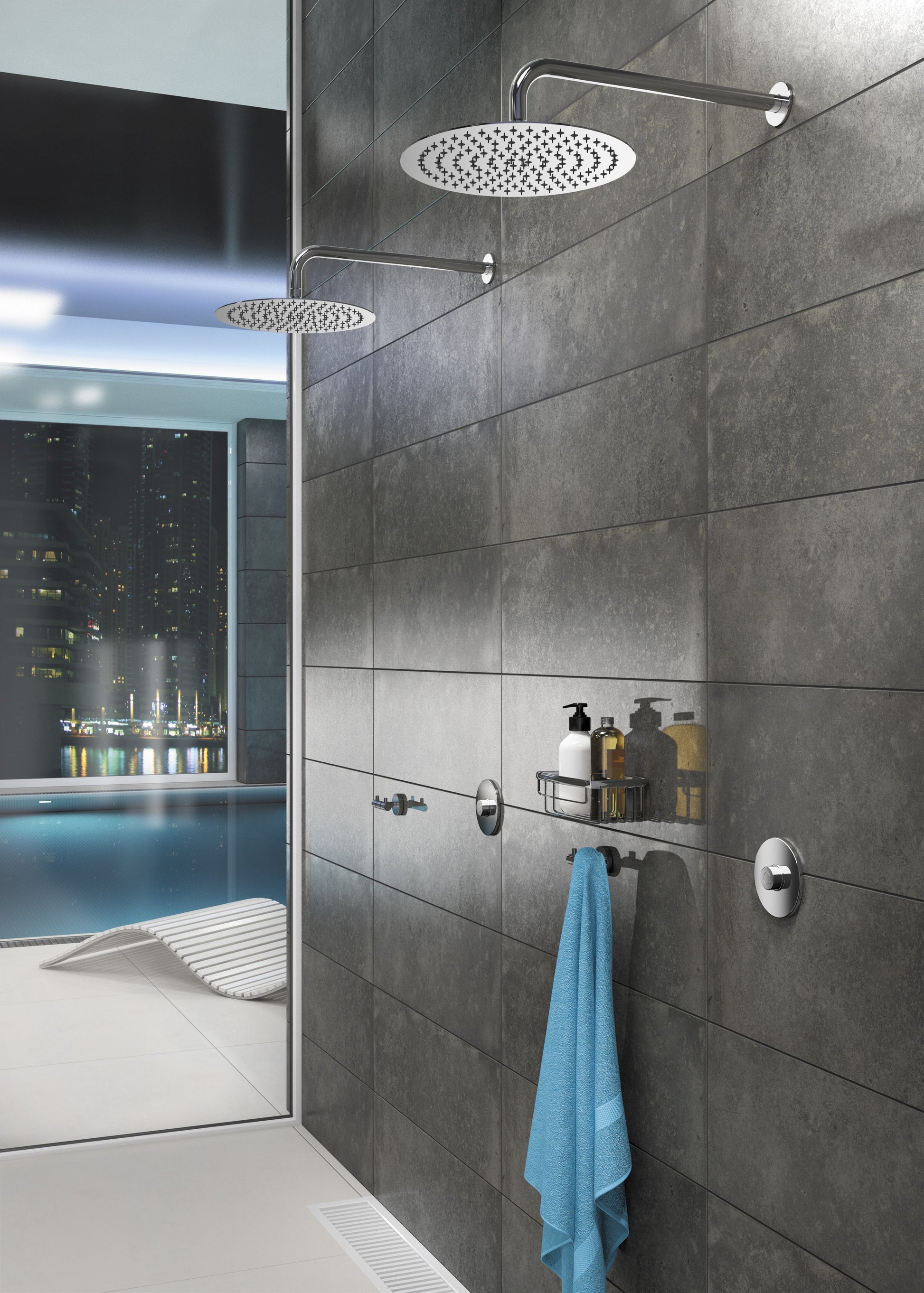 Shower mixer, self-closing, concealed