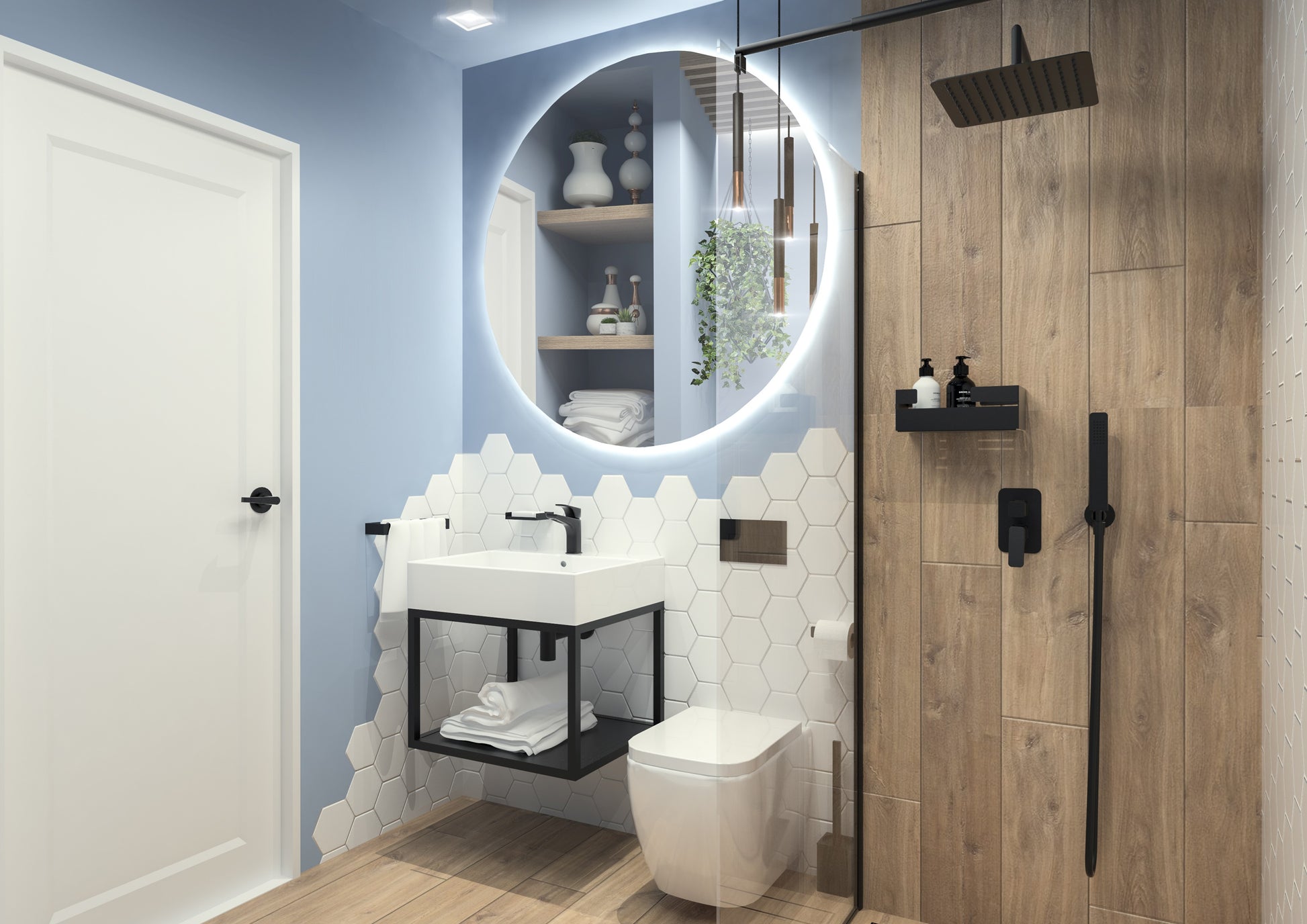 Wall-mounted bathroom console, with washbasin - 50x50 cm