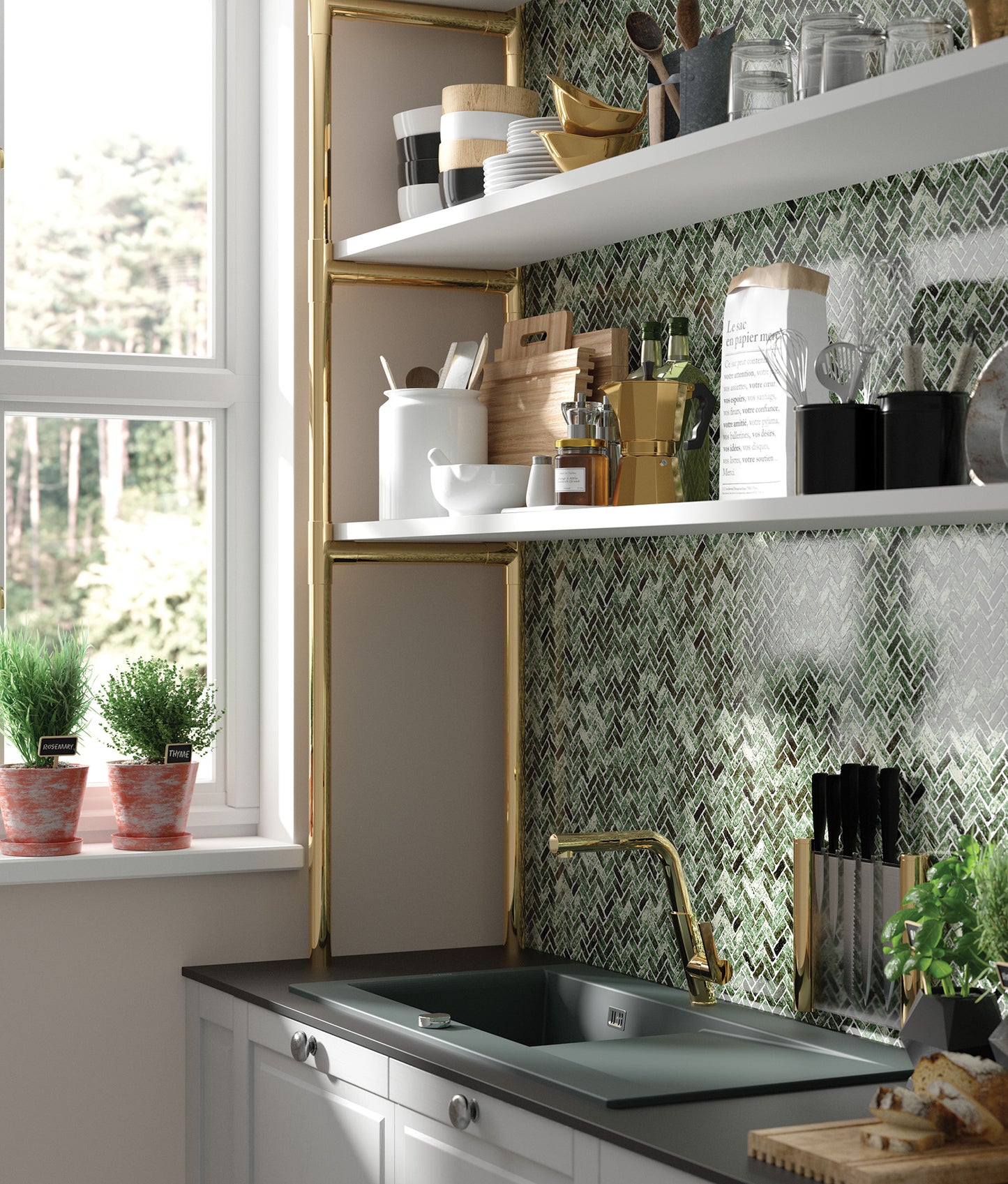Ceramic sink, 1-bowl with drainer