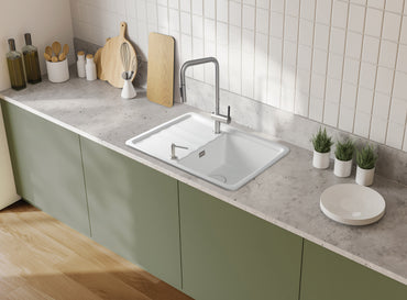 Ceramic sink, 1-bowl with drainer