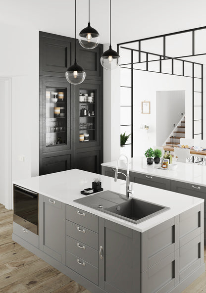 Granite sink, 1-bowl with drainer - flush-mounted