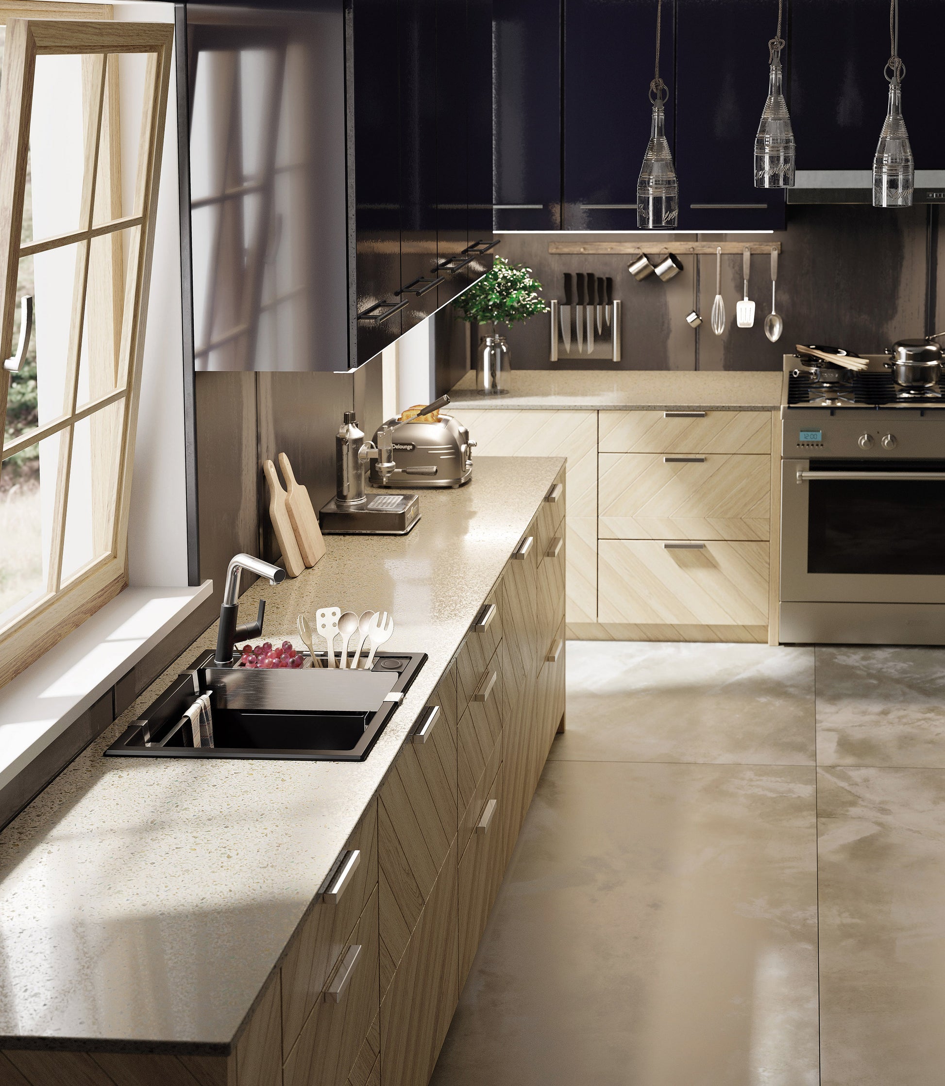 Magnetic granite sink, 1-bowl with drainer