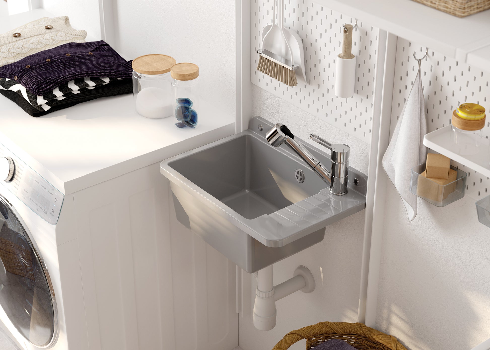 Utility sink, 1-bowl - wall-mounted