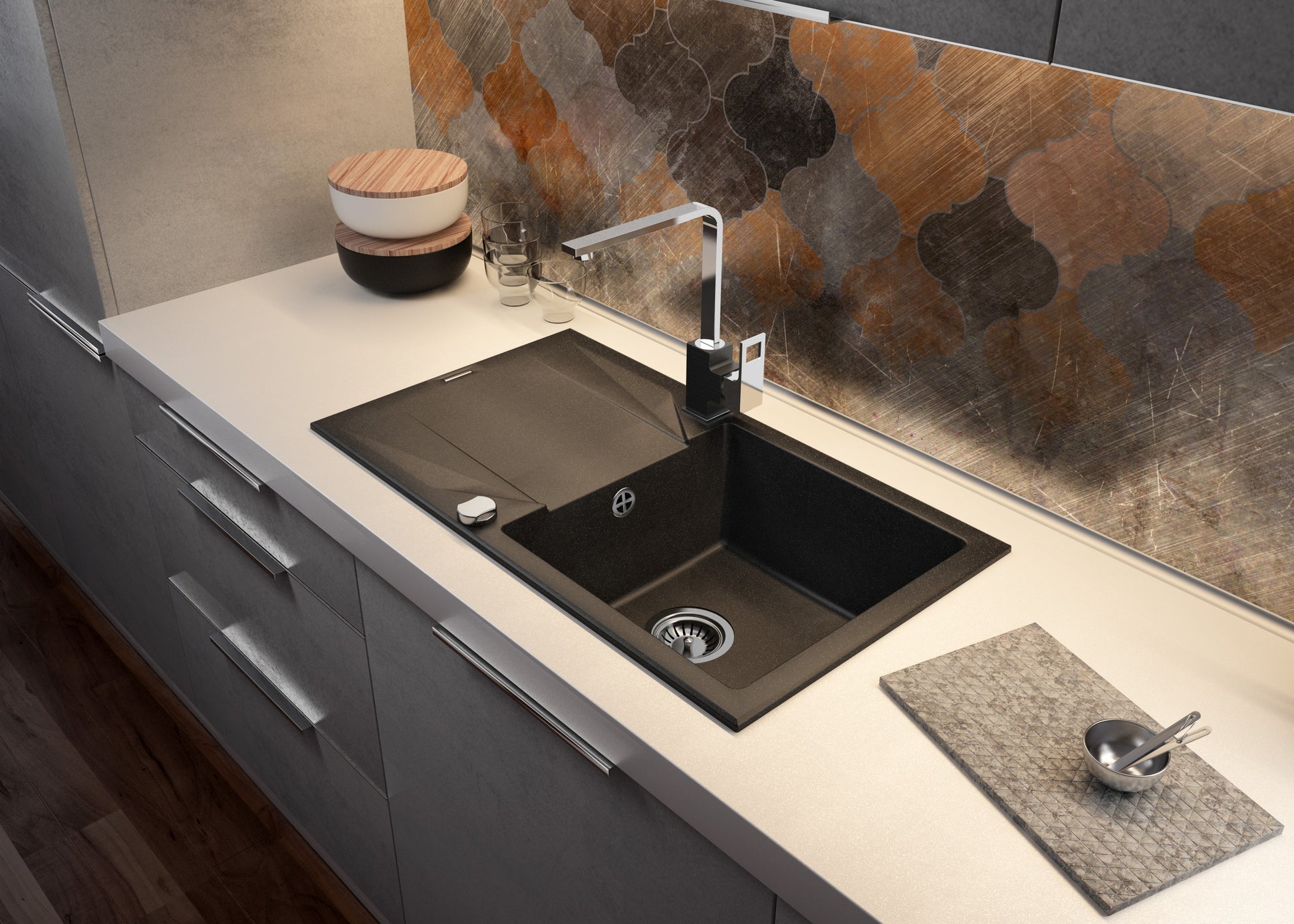 Granite sink, 1-bowl with drainer