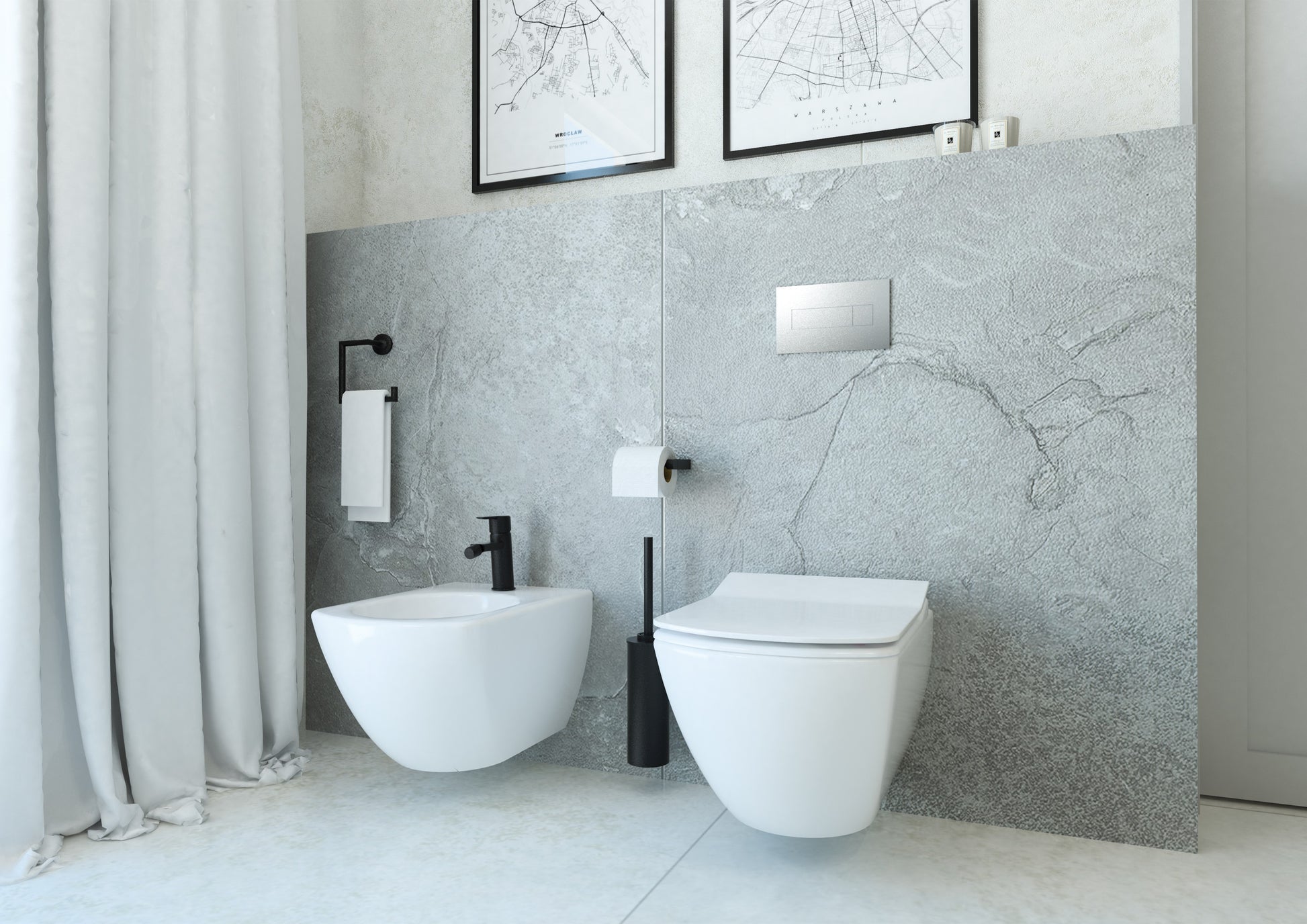 Toilet set, concealed, 6 in 1