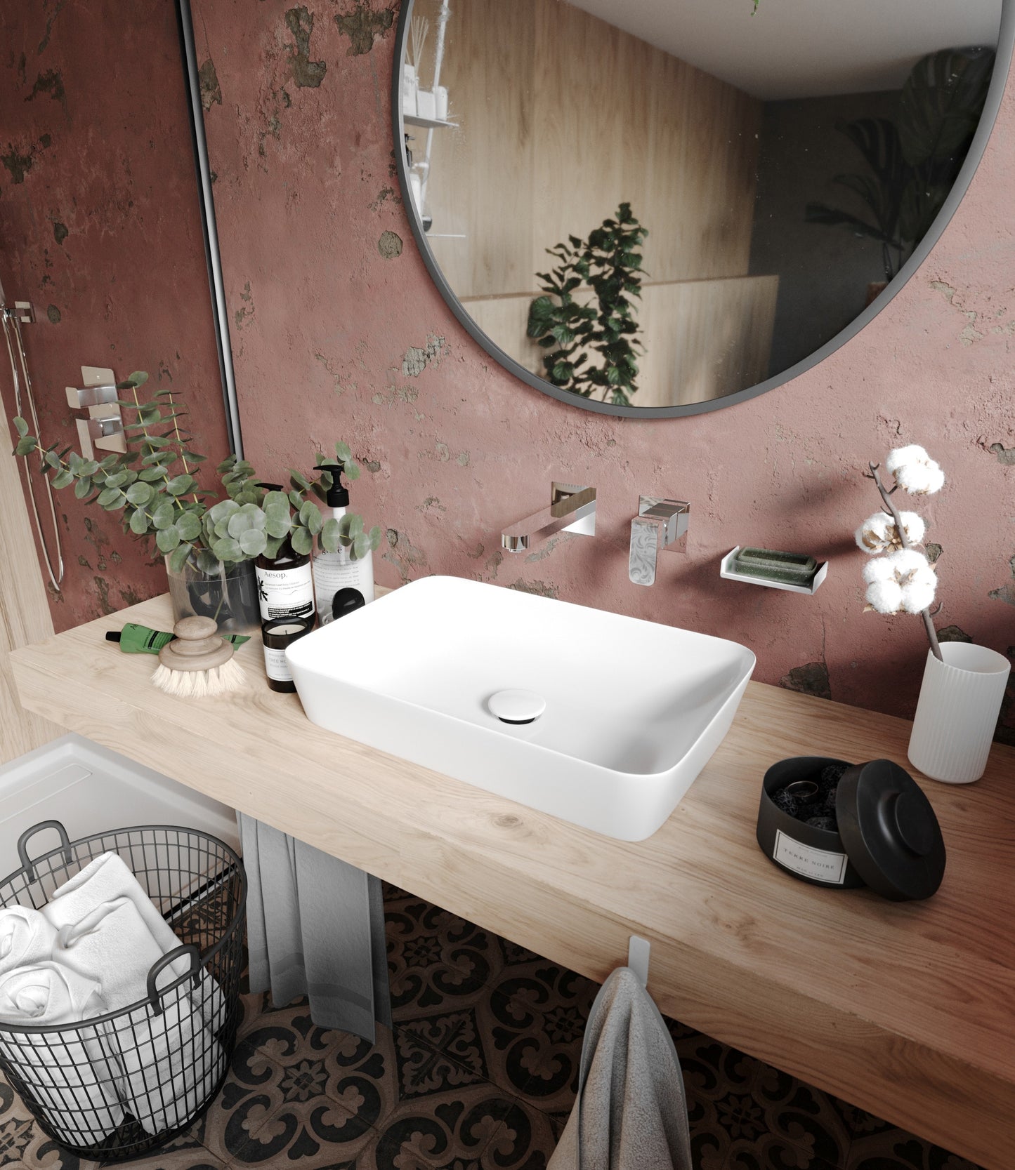 Ceramic washbasin, countertop - 60x40 cm