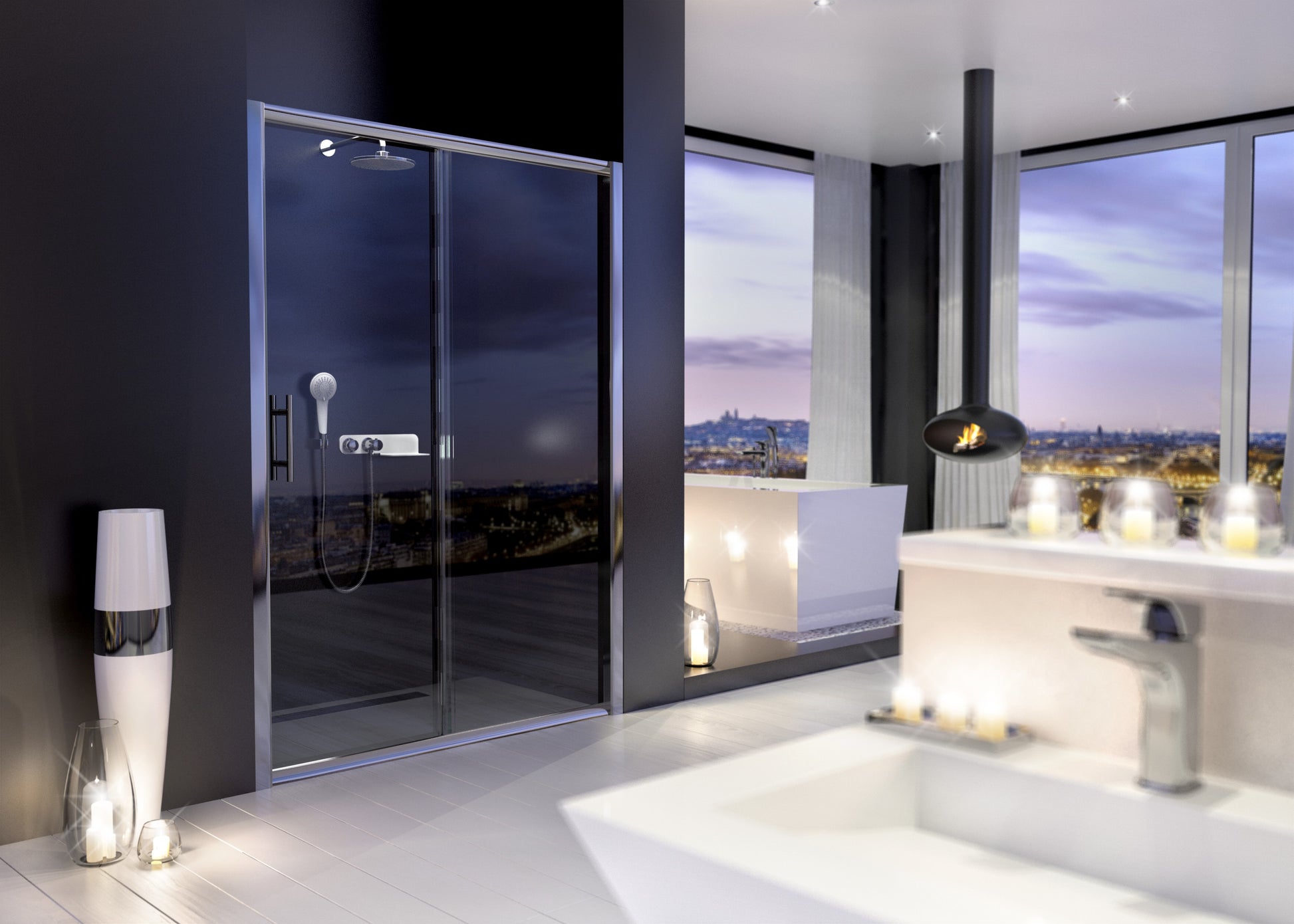 Shower doors, recessed, 110 cm - sliding