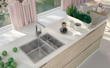 Steel sink, 1.5-bowl, undermount