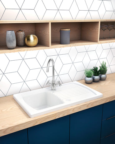 Ceramic sink, 1-bowl with drainer