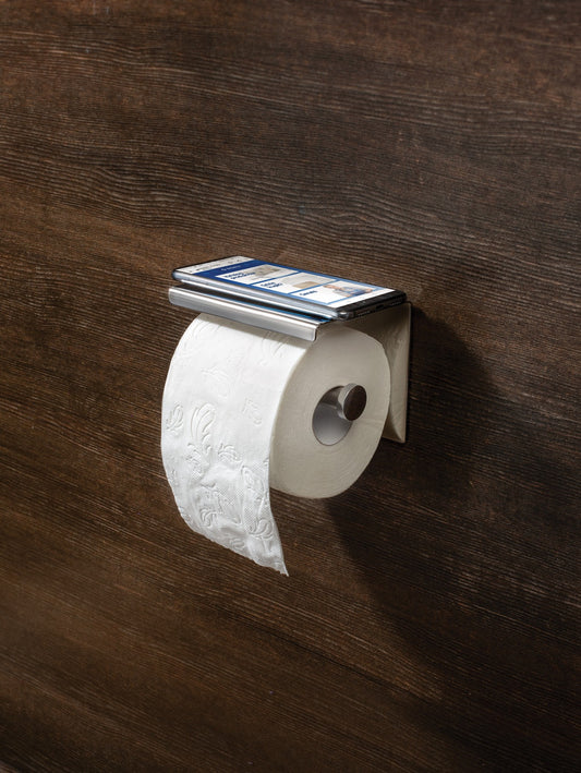 Toilet paper holder, wall-mounted - with shelf
