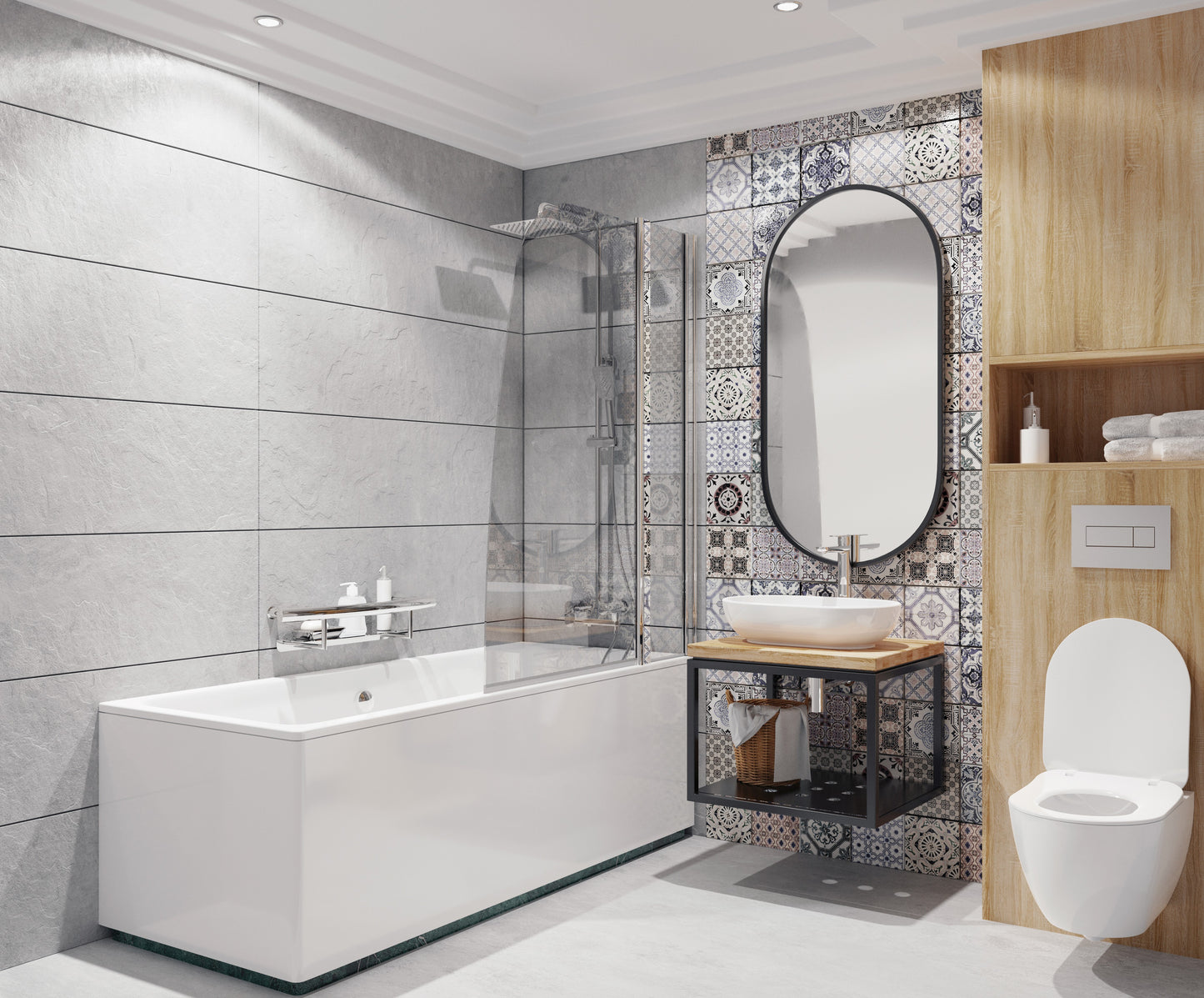 Shower column, with bathtub mixer - movable spout