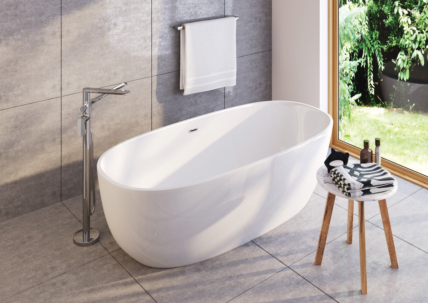 Acrylic bathtub, freestanding, oval - 150 cm