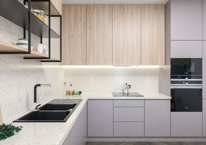 Granite sink, 2-bowl with drainer