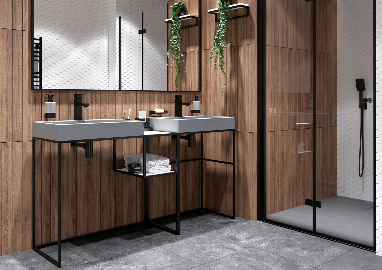 Stone shelf, for bathroom console or tower - modular system
