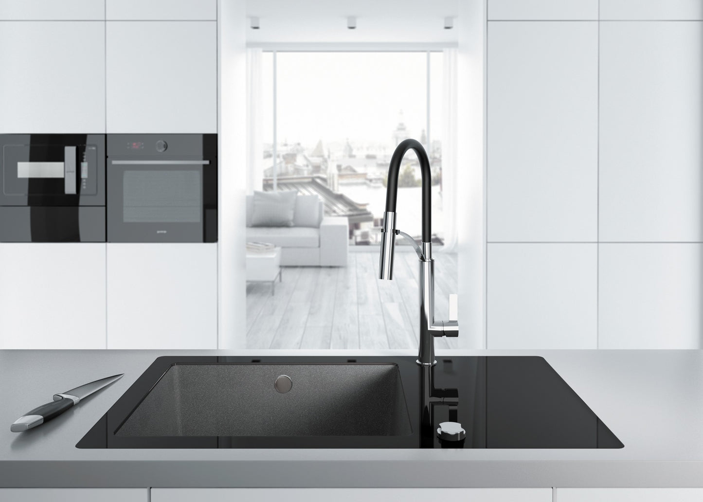 Kitchen tap, with elastic spout - 2 stream types