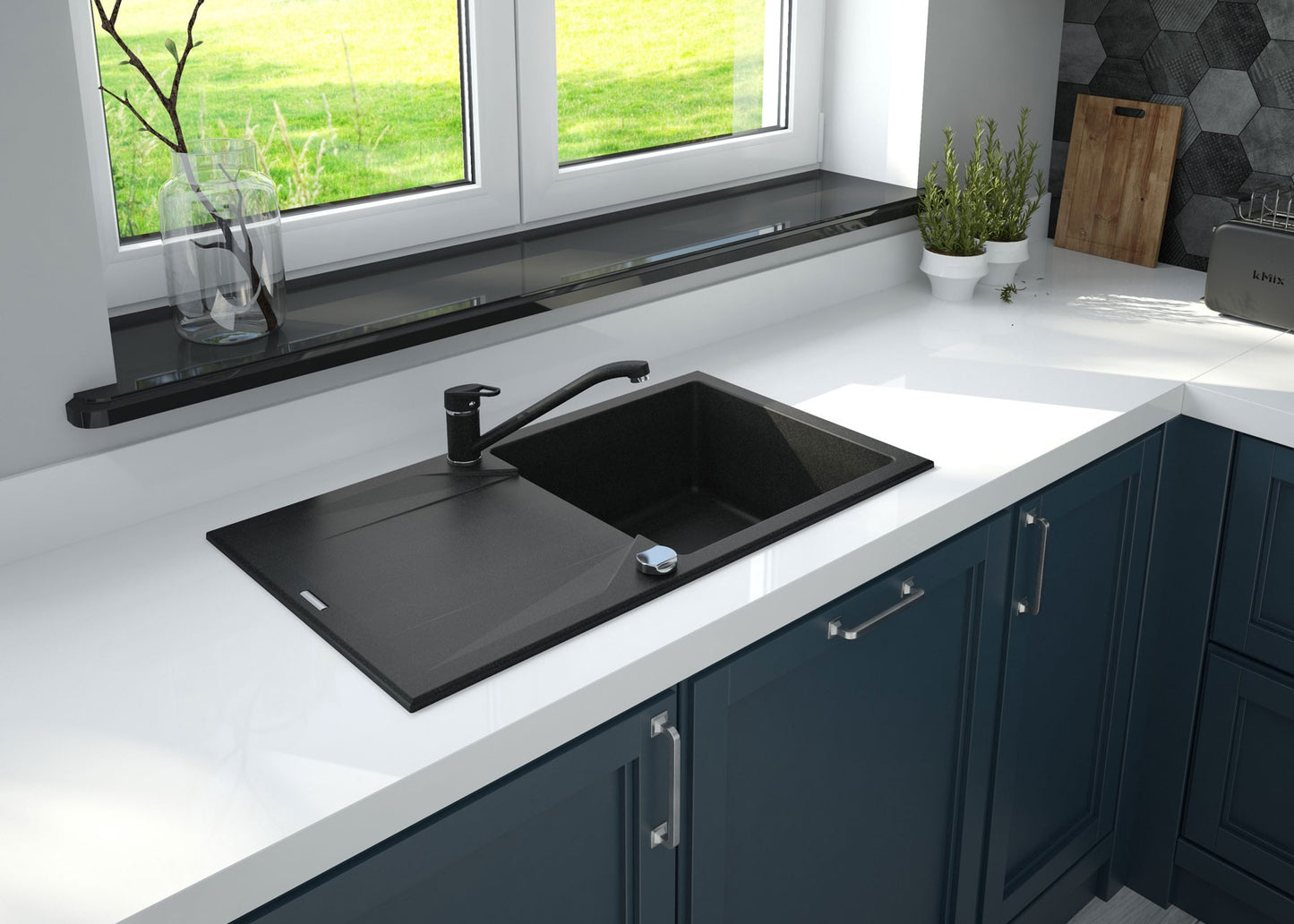 Granite sink, 1-bowl with drainer
