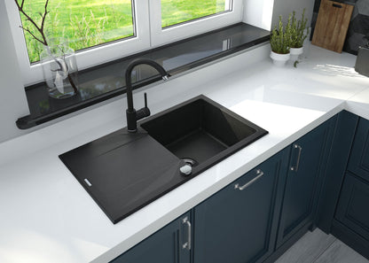 Granite sink with tap, 1-bowl with drainer