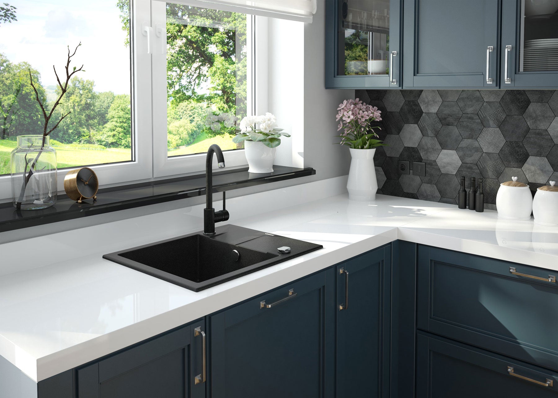 Granite sink, 1-bowl with drainer