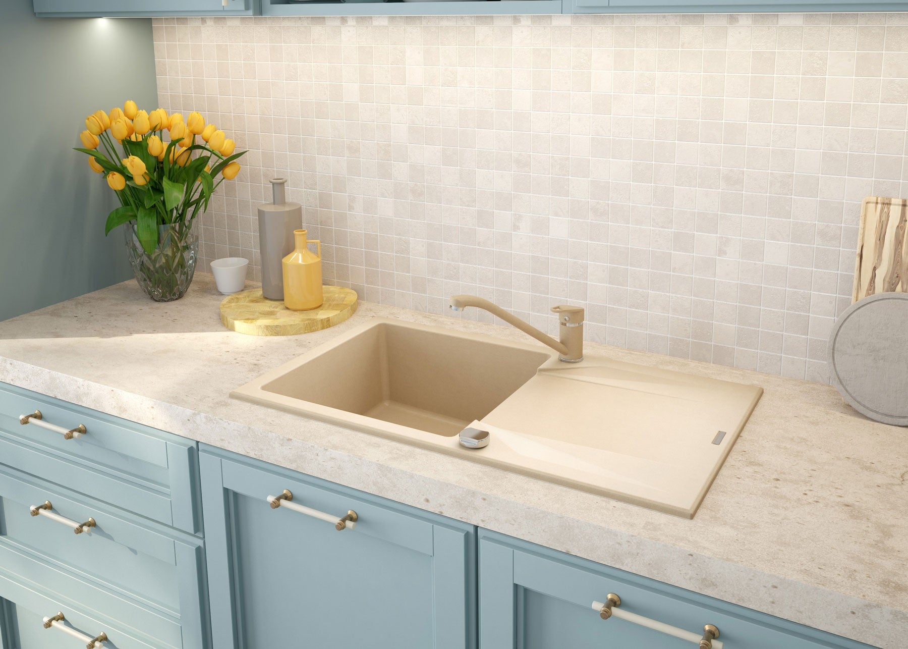 Granite sink, 1-bowl with drainer