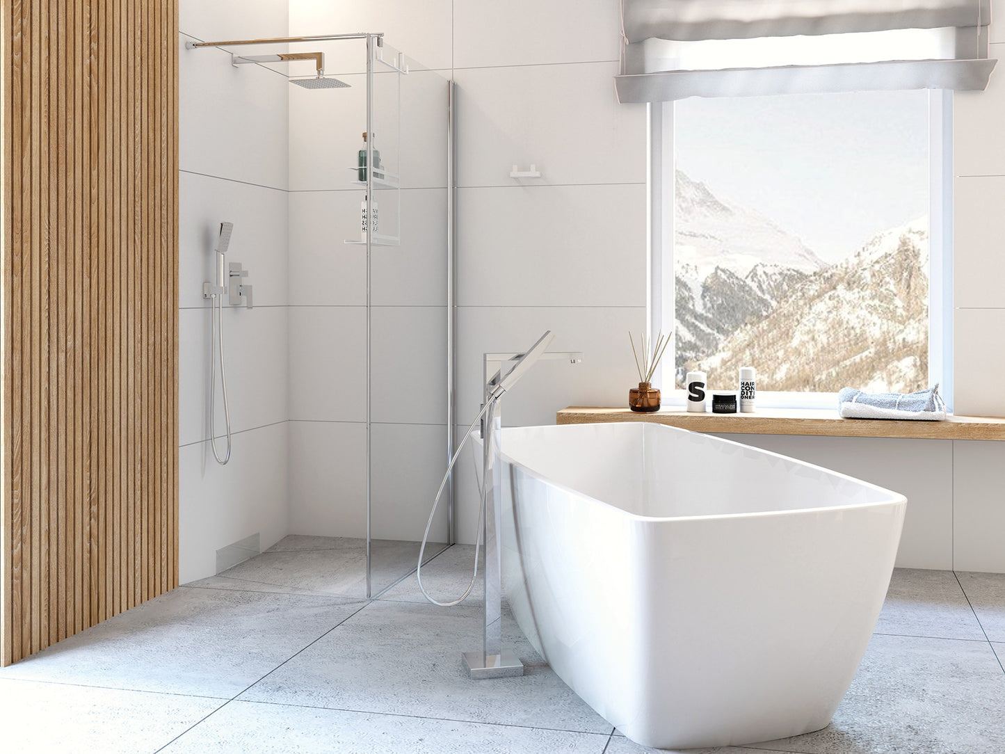 Shower wall / walk-in, Kerria Plus system, 90 cm