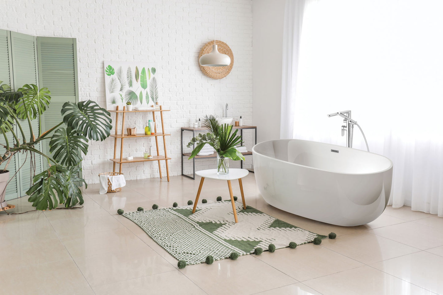 Bath mixer, freestanding, with shower set