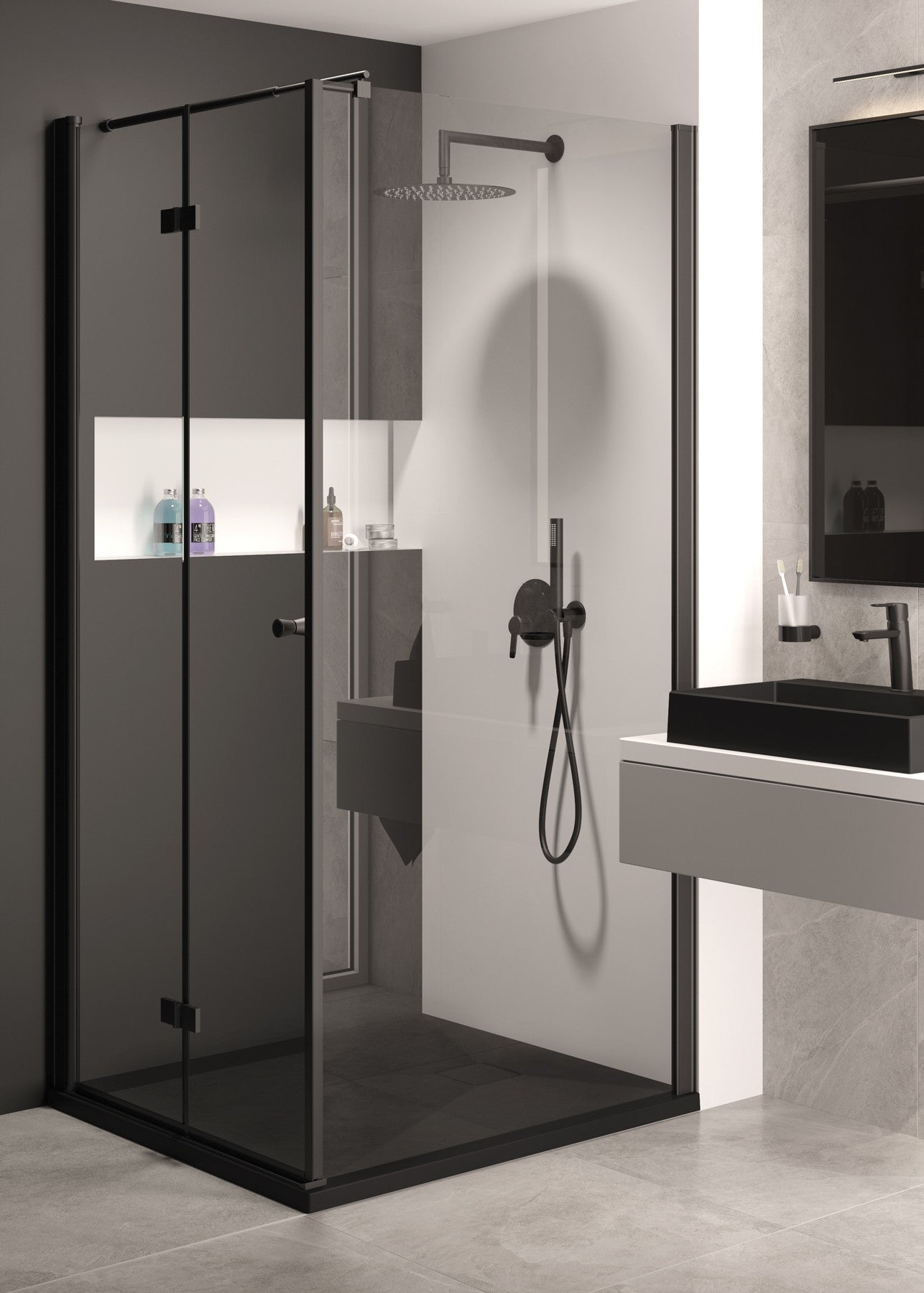 Shower wall / walk-in, Kerria Plus system, 80 cm