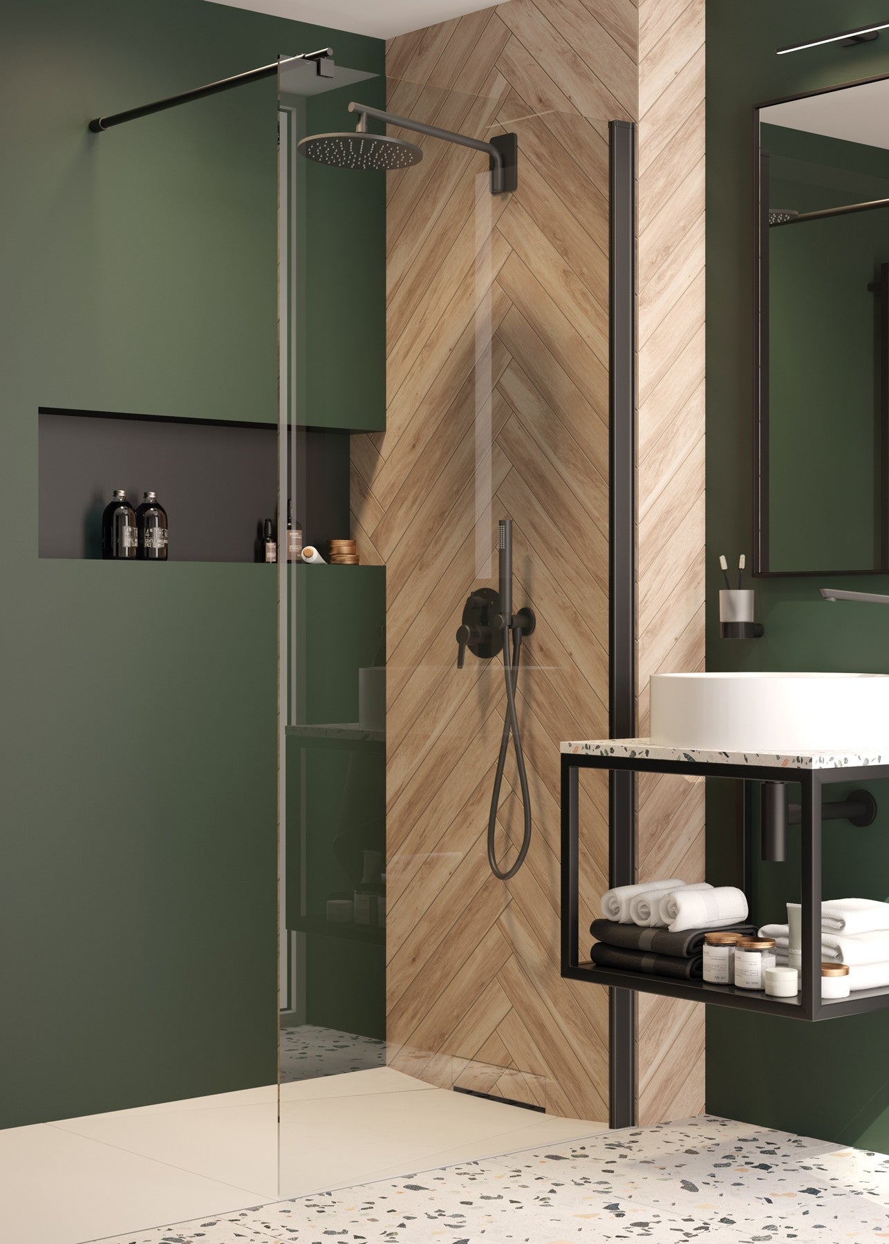 Shower wall / walk-in, Kerria Plus system, 90 cm