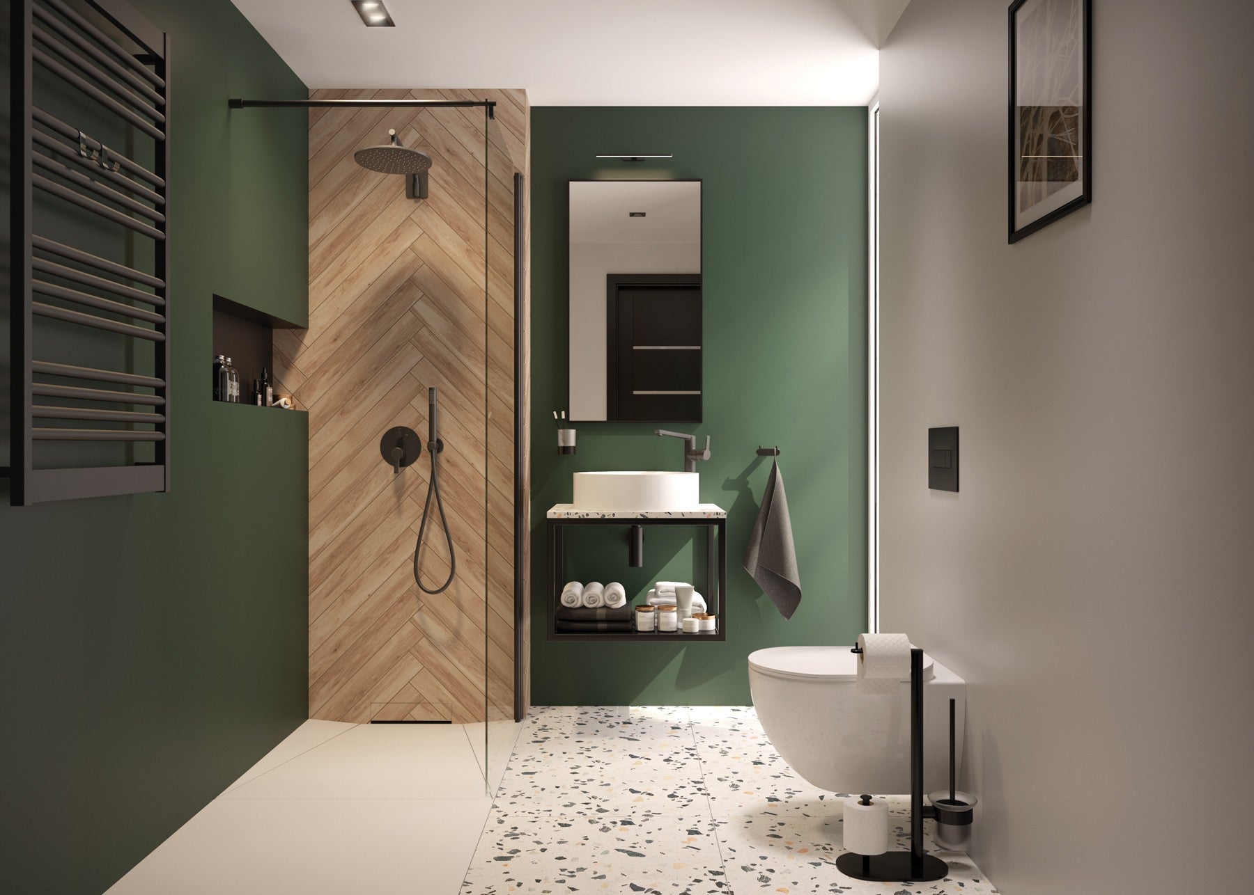 Shower wall / walk-in, Kerria Plus system, 80 cm