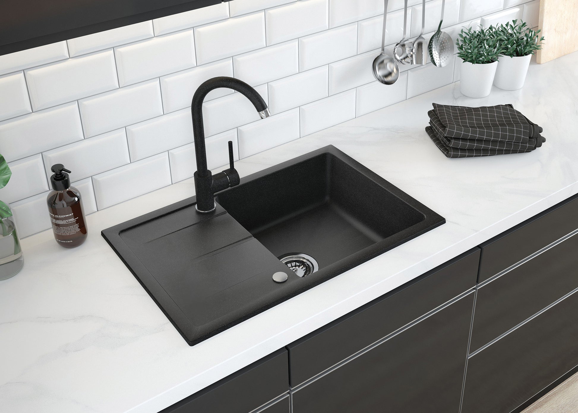 Granite sink, 1-bowl with drainer