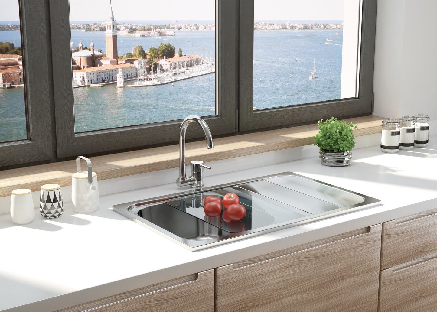 Kitchen tap, with foldable spout