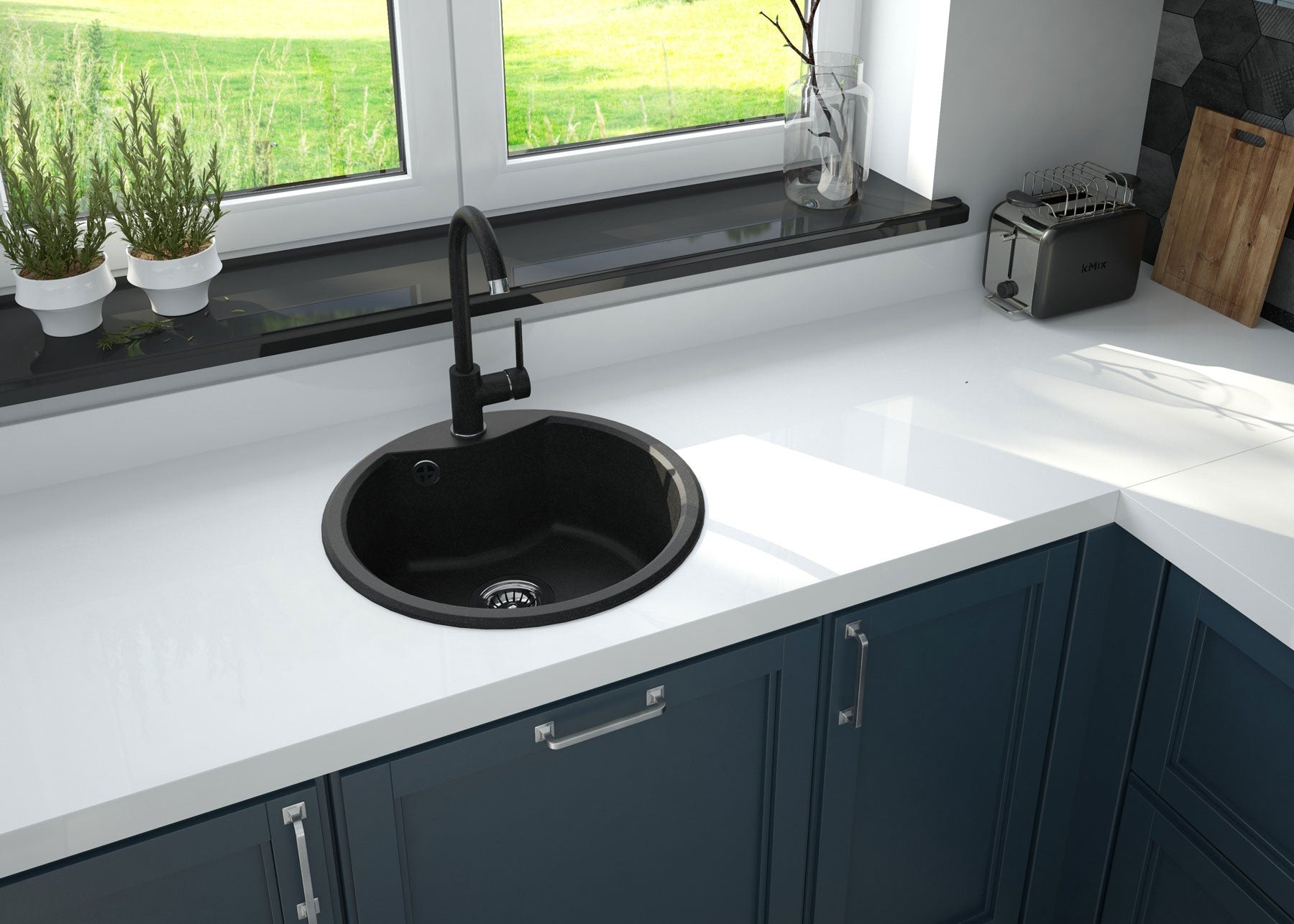 Granite sink with tap, 1-bowl