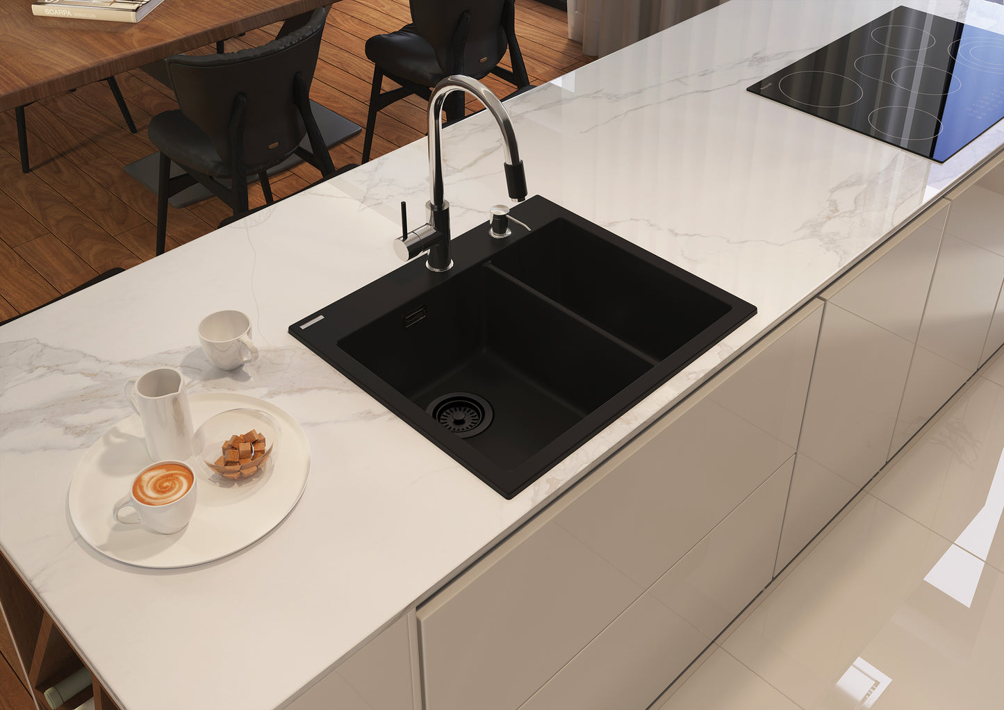 Granite sink, 1.5-bowl