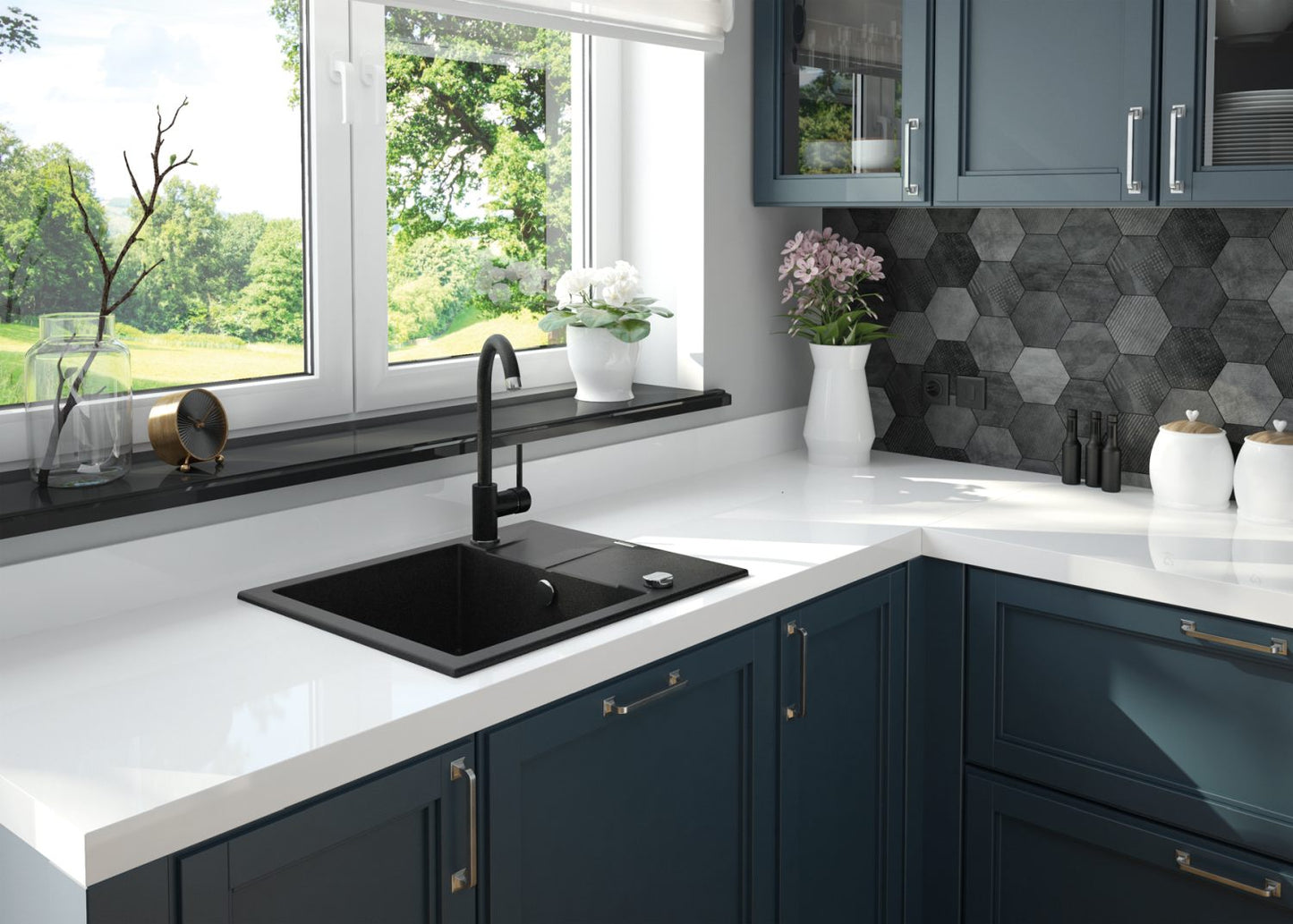 Granite sink, 1-bowl with drainer