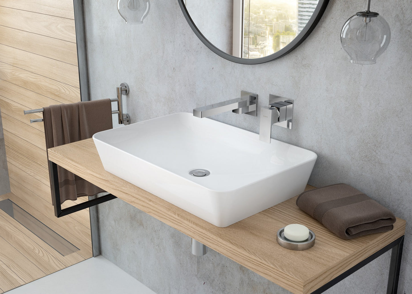 Ceramic washbasin, countertop - 60x40 cm