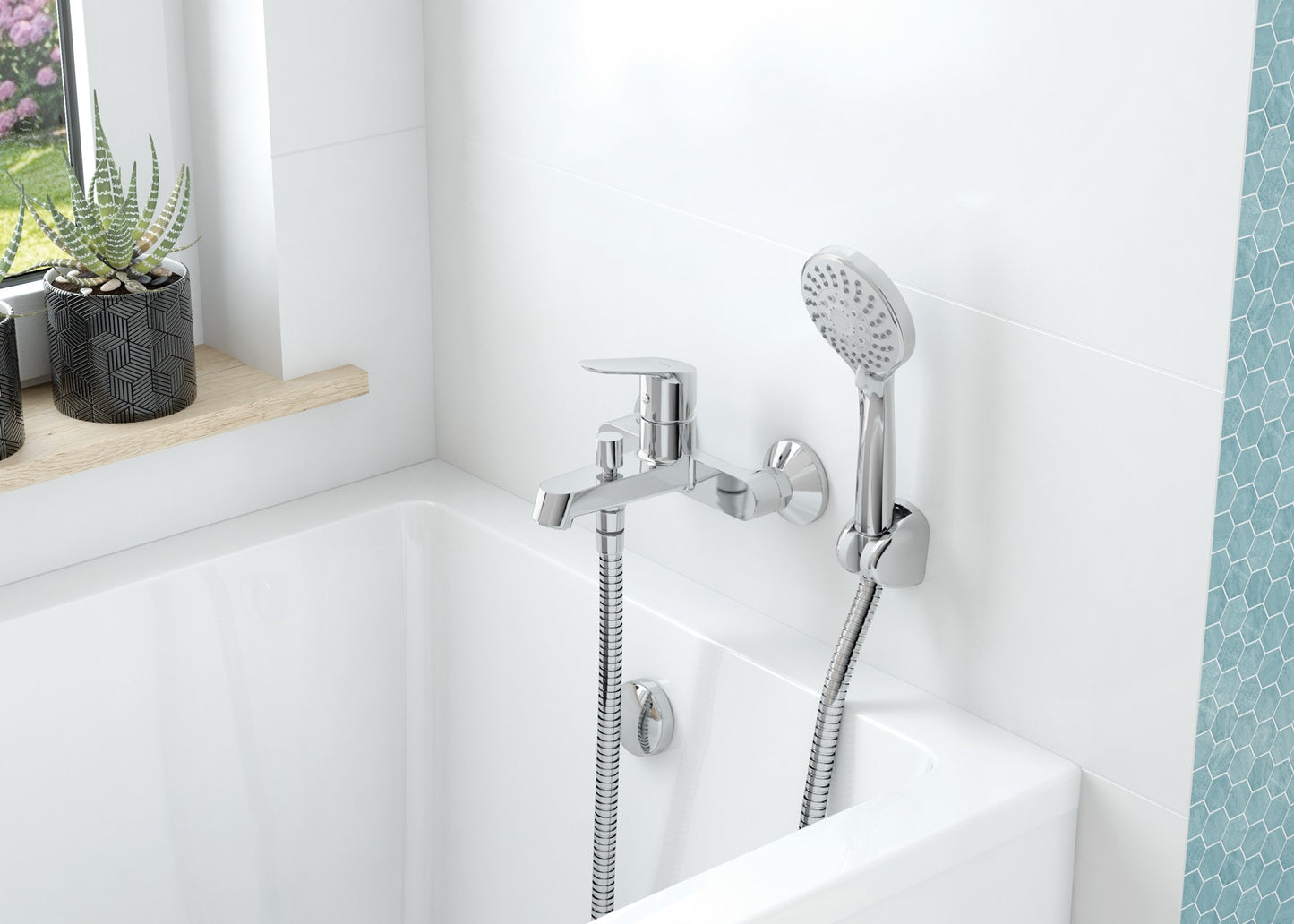 Shower set, with fixed bracket