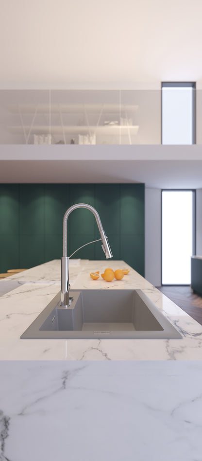 Kitchen tap, with elastic spout - 2 stream types