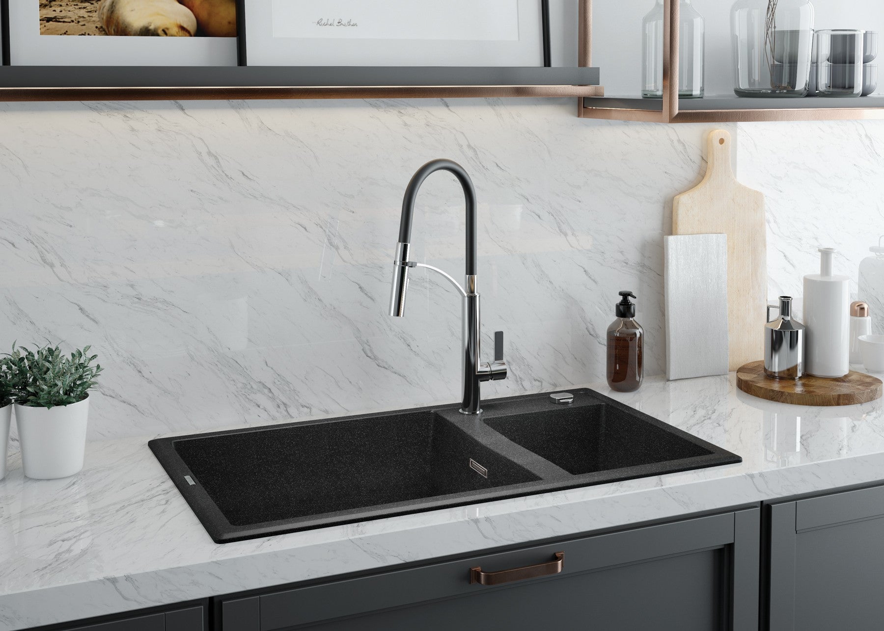 Granite sink, 2-bowl