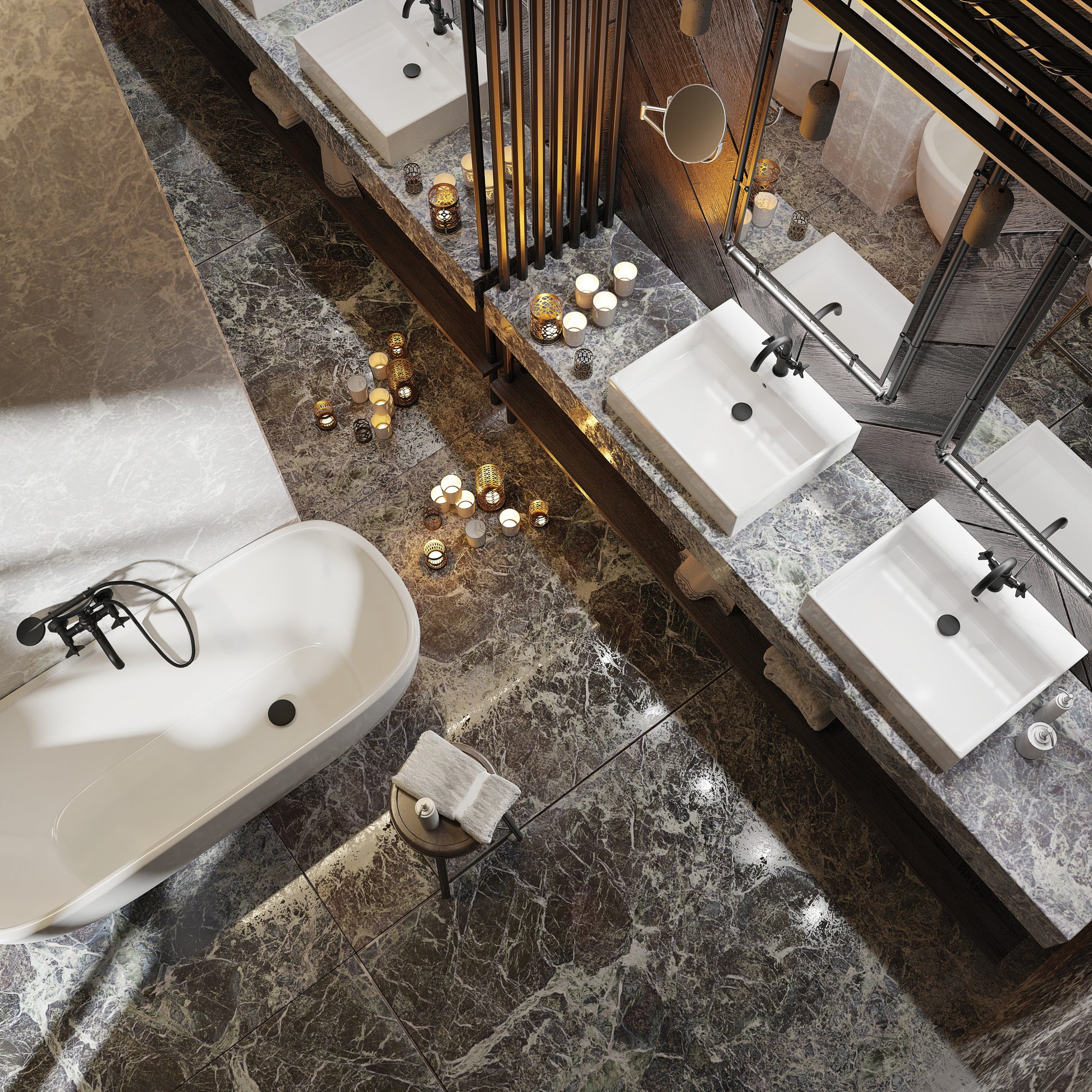Bath mixer, with shower set