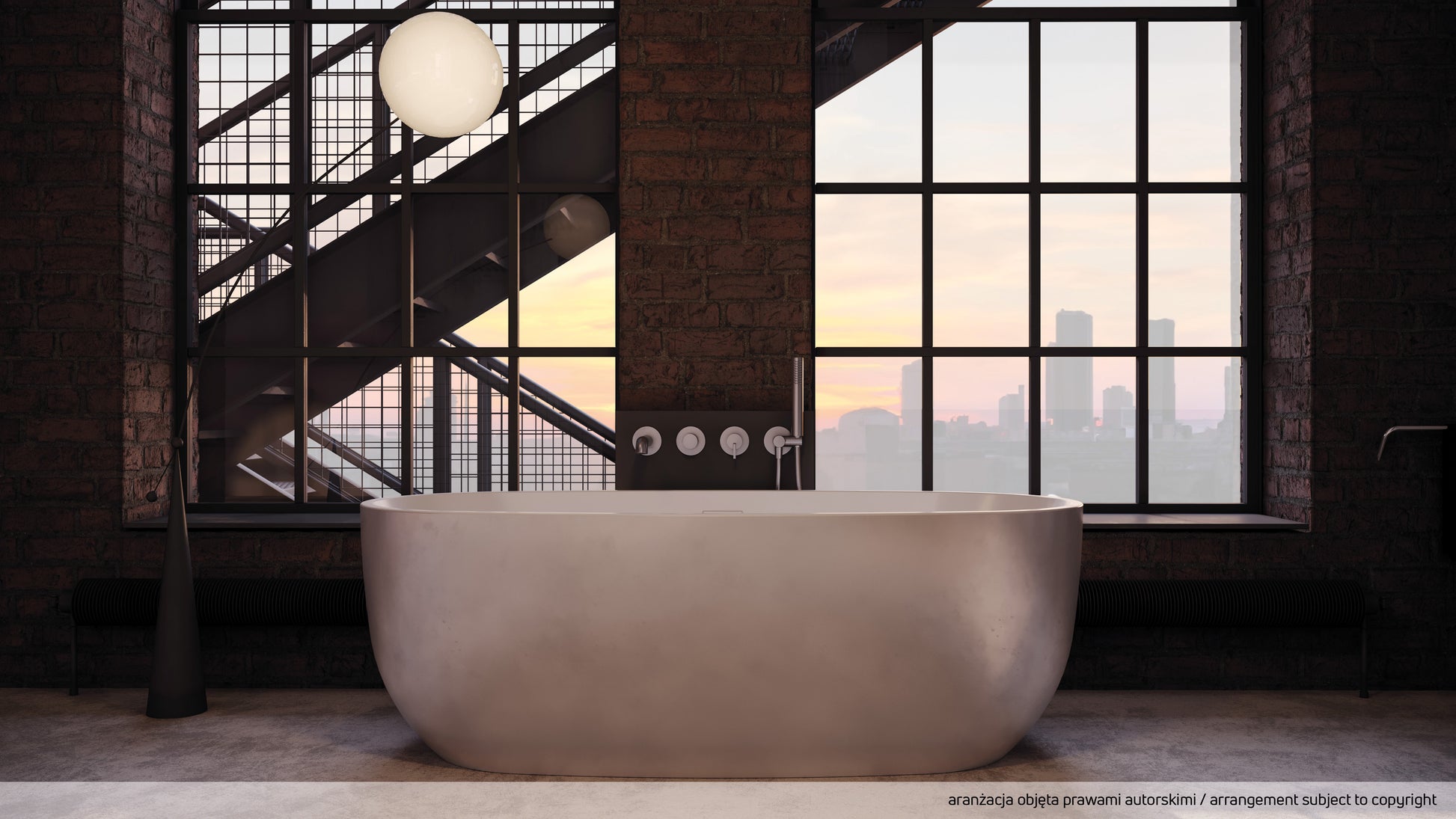 Acrylic bathtub, freestanding, oval - 170 cm